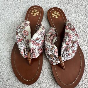 Tory Burch Scarf Floral Sandals - Brown and Pink size 6